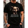 Men's Funny Grumpy Bunny Graphic Tee, Crew Neck Short Sleeve T-Shirt With German Slogan Print, Soft Cotton Casual Streetwear Top