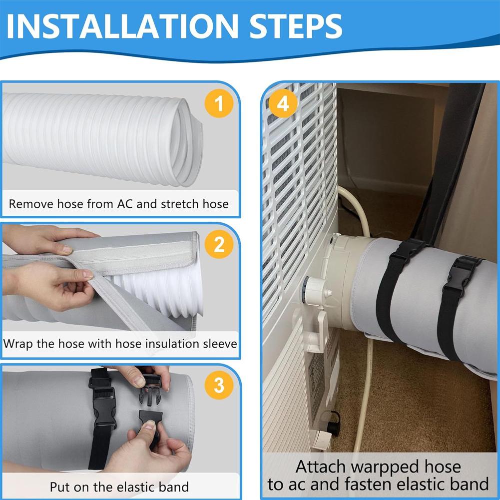 Adjustable AC Exhaust Hose Cover Quilted Insulation Sleeve for Portable Air Conditioner Duct