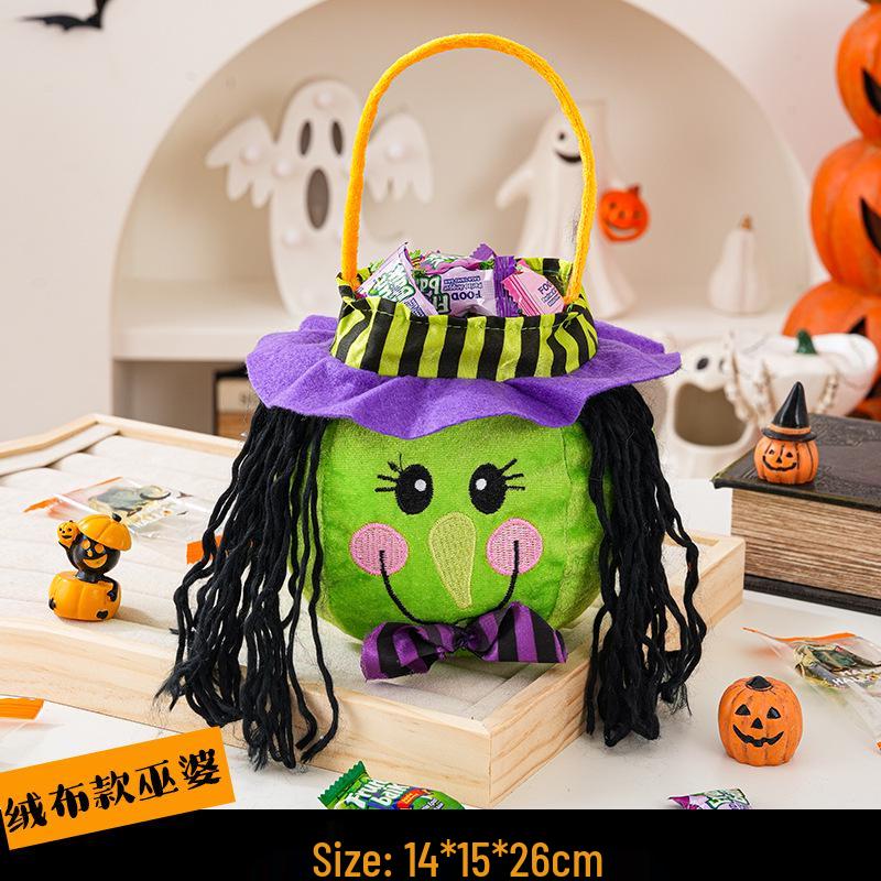 Pumpkin Lantern Trick-or-Treat Candy Bag for Kids - Halloween Handheld Decoration and Small Gift Prop