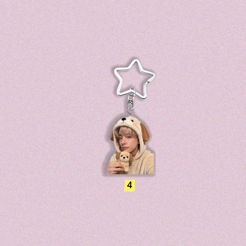 Kpop ENHYPEN Keychain Cute Plush Outfit Photo Acrylic Keyring Sunoo Jungwon Heeseung Star Shape Buckle Bag Pendant Jewelry Accessories