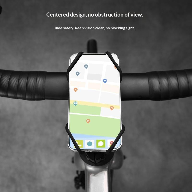 BENGGUO Bicycle Phone Mount Adjustable Silicone Elastic Strap Holder for 4.7-7.2 Inch Devices Bike Handlebar Bracket, Black