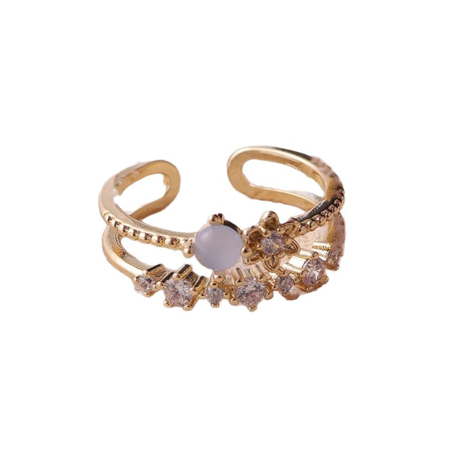 Lightweight Luxury Cat's Eye Rhinestone Golden Ring - Niche Fairy-like Design