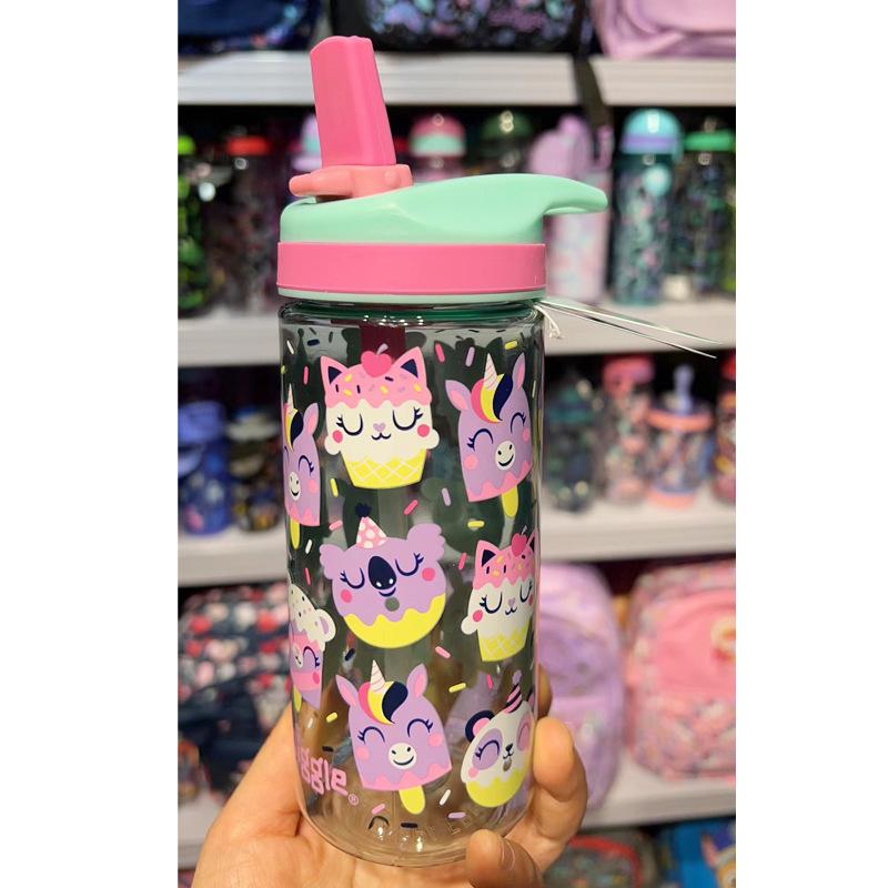Smiggle Australia Silicone Spout Straw Water Bottle School Kids Tumbler Leakproof BPA-Free 400ml Fun Portable Hydration