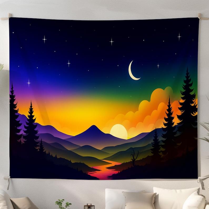 Sunset over the mountains tapestry 75x100 чёрный