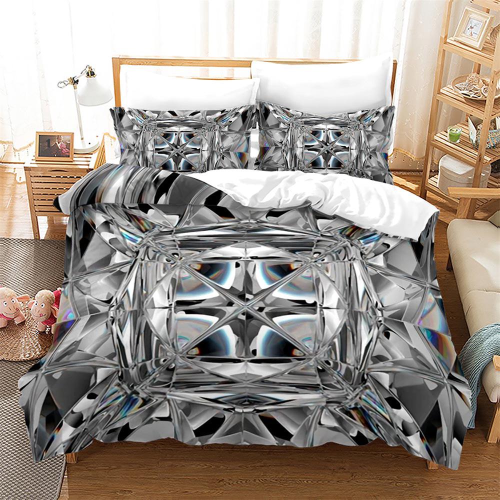 Diamond Duvet Cover Set Abstract Art Valentine's Day Gift for Girls Women Couple King Size Bedding Set Polyester Comforter Cover