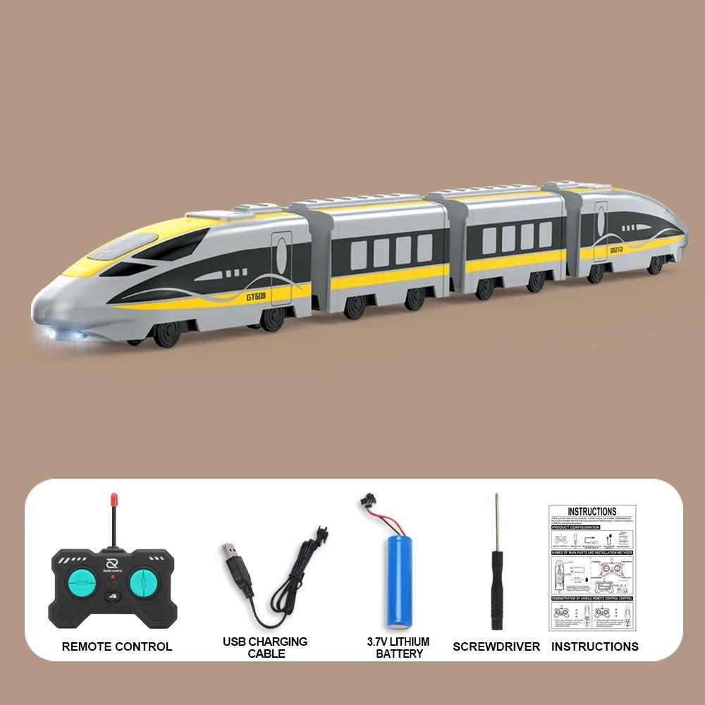 

Children s high-speed train simulation remote control car with sound and light, children s toy train gift simplified model.