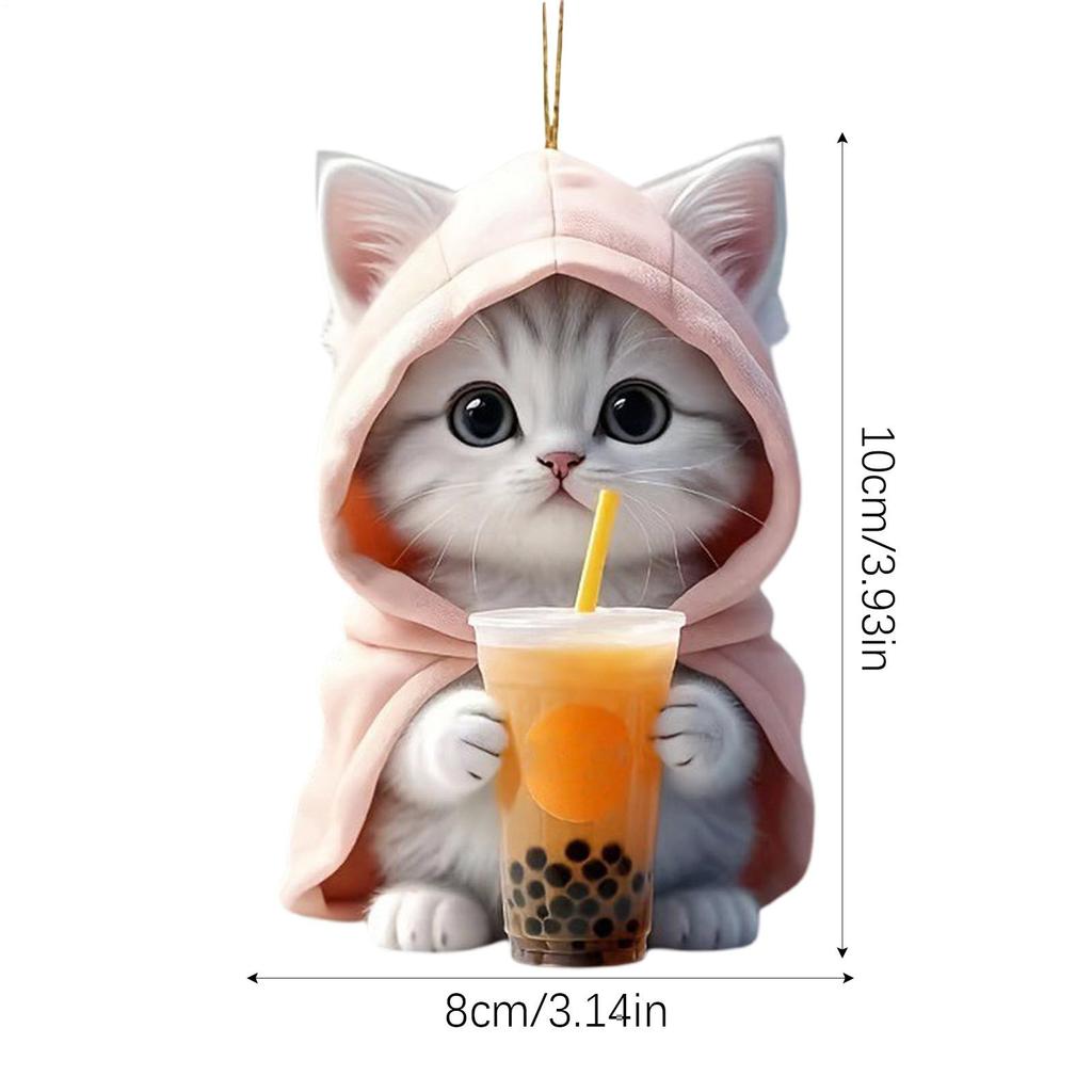 Ozdoba Dekoracyjna do Samochodu - Uroczy Wiszący Kot Akrylowa Zawieszka Zwierzęca | Mały Kociak