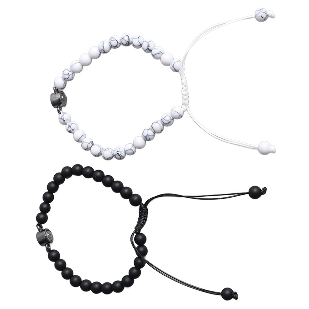 Stone Bracelet Adjustable Frosted Unique Fashionable White Black Turquoise Bracelet for Men Women