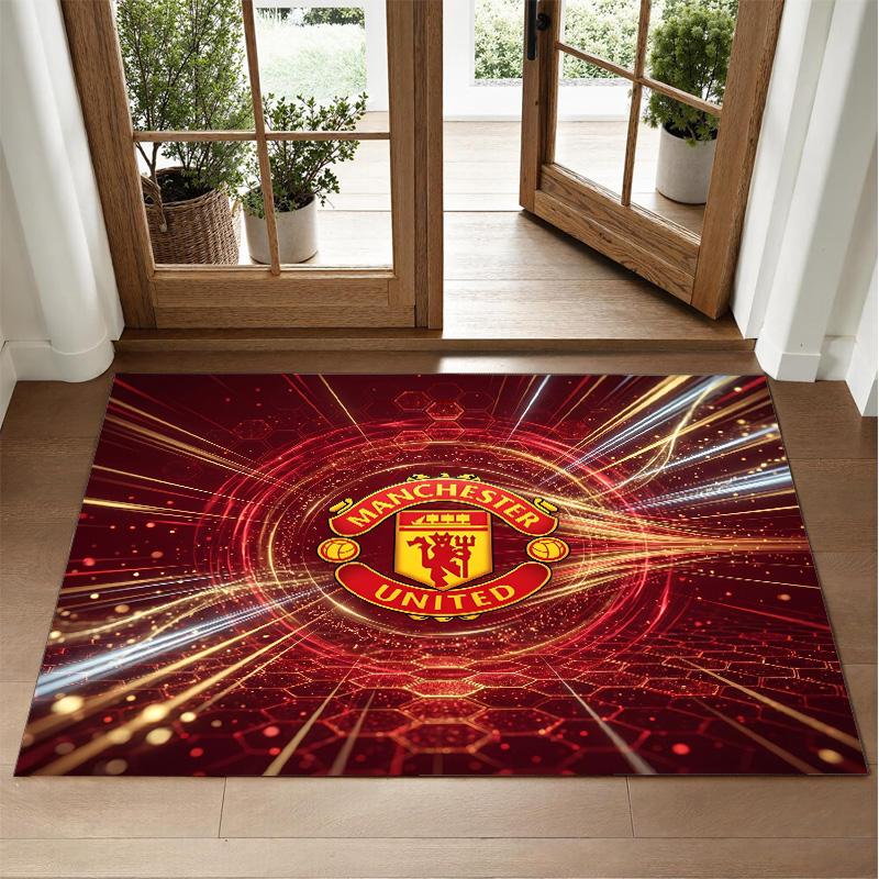 Manchester United Design Crystal Velvet Rug Soft Decorative Mat for Bedroom Entrance