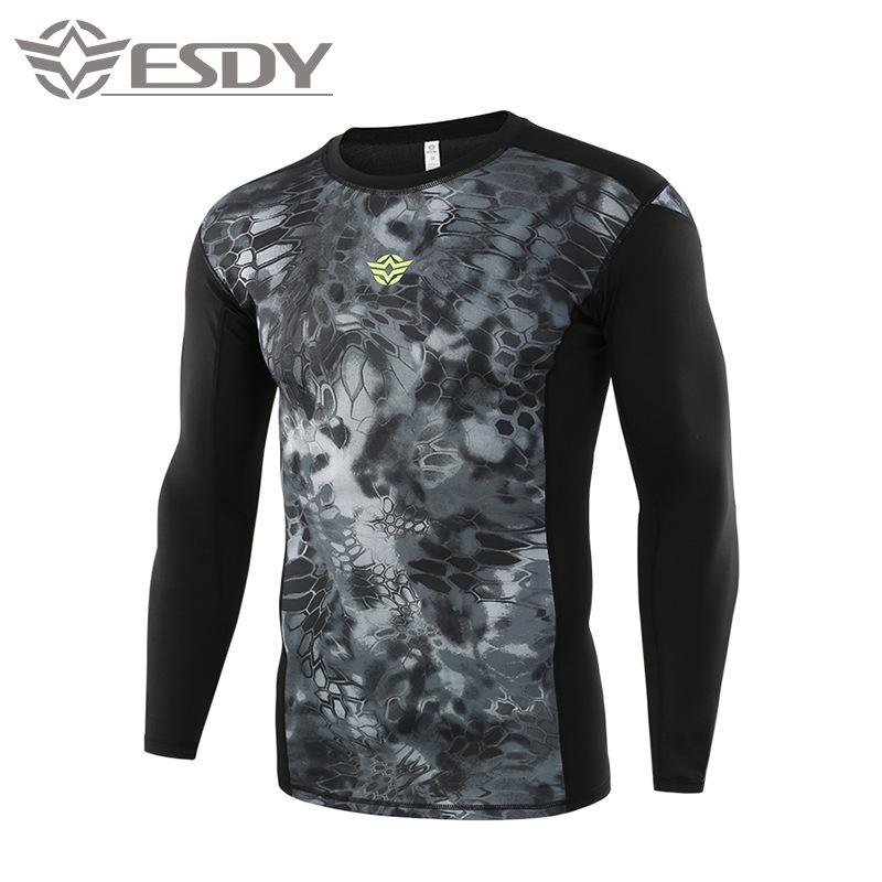 Brave Tactical Long Sleeves, Camouflage Python Pattern High Elastic Quick-drying Breathable Outdoor Bottoming Shirt
