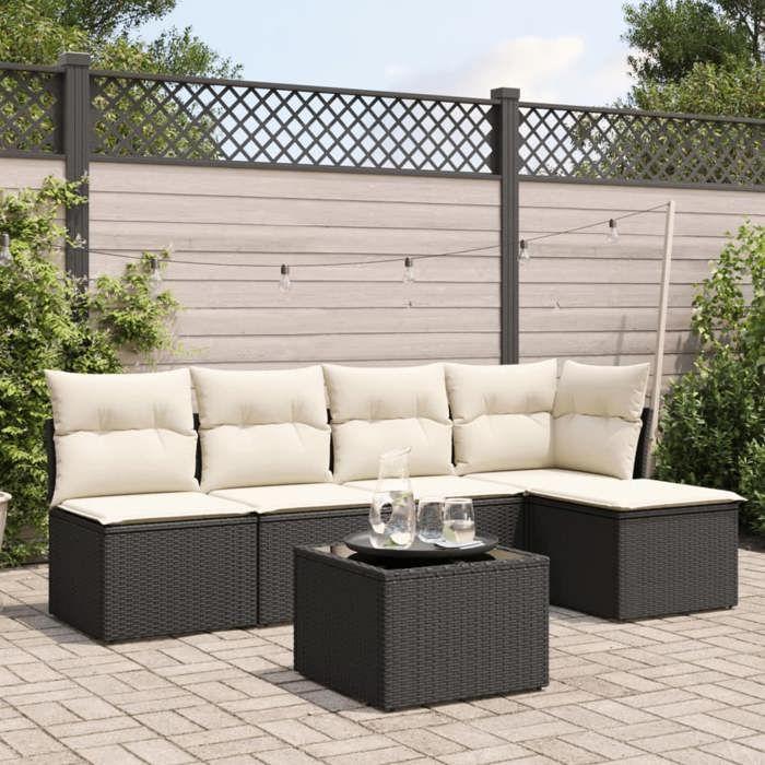 VidaXL Garden Lounge Set 6 Pcs with Cushions Black Braided Resin 3217526