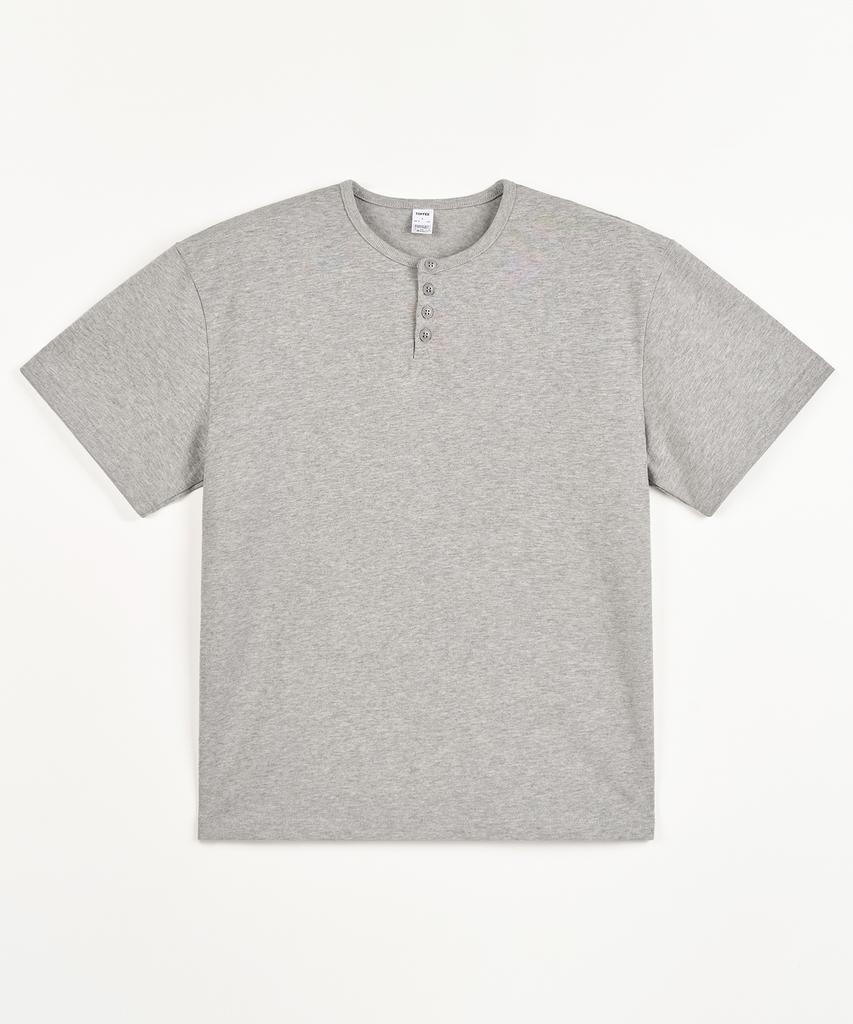 TOFFEE [2Pack] Slim Crop Henley Neck Half T-Shirt (Type B)