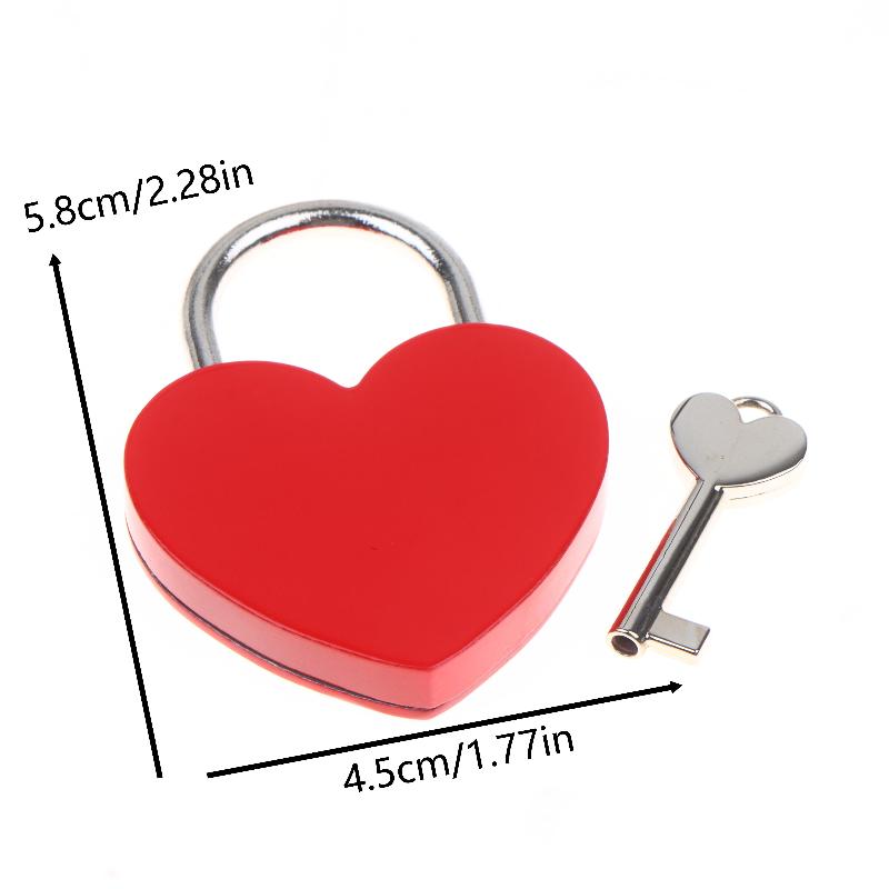 45*59*8Mm Heart Shaped Padlock With Matching Keys Romantic Metal Love Locks For Travel Wedding Gift Diary Bag Luggage Decor