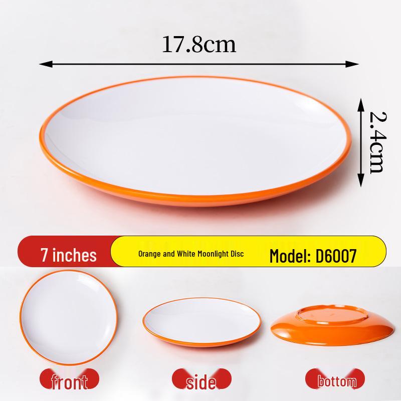 Commercial Round Melamine Tableware Plates – Restaurant Stir-Fry, Buffet, Imitation Bone Porcelain, Flat Design.