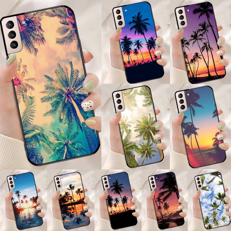 sunset palm trees Funda Case For Samsung Galaxy S25 Ultra S9 S10 S20 S21 FE S22 S23 Plus S24 Ultra Phone Cover
