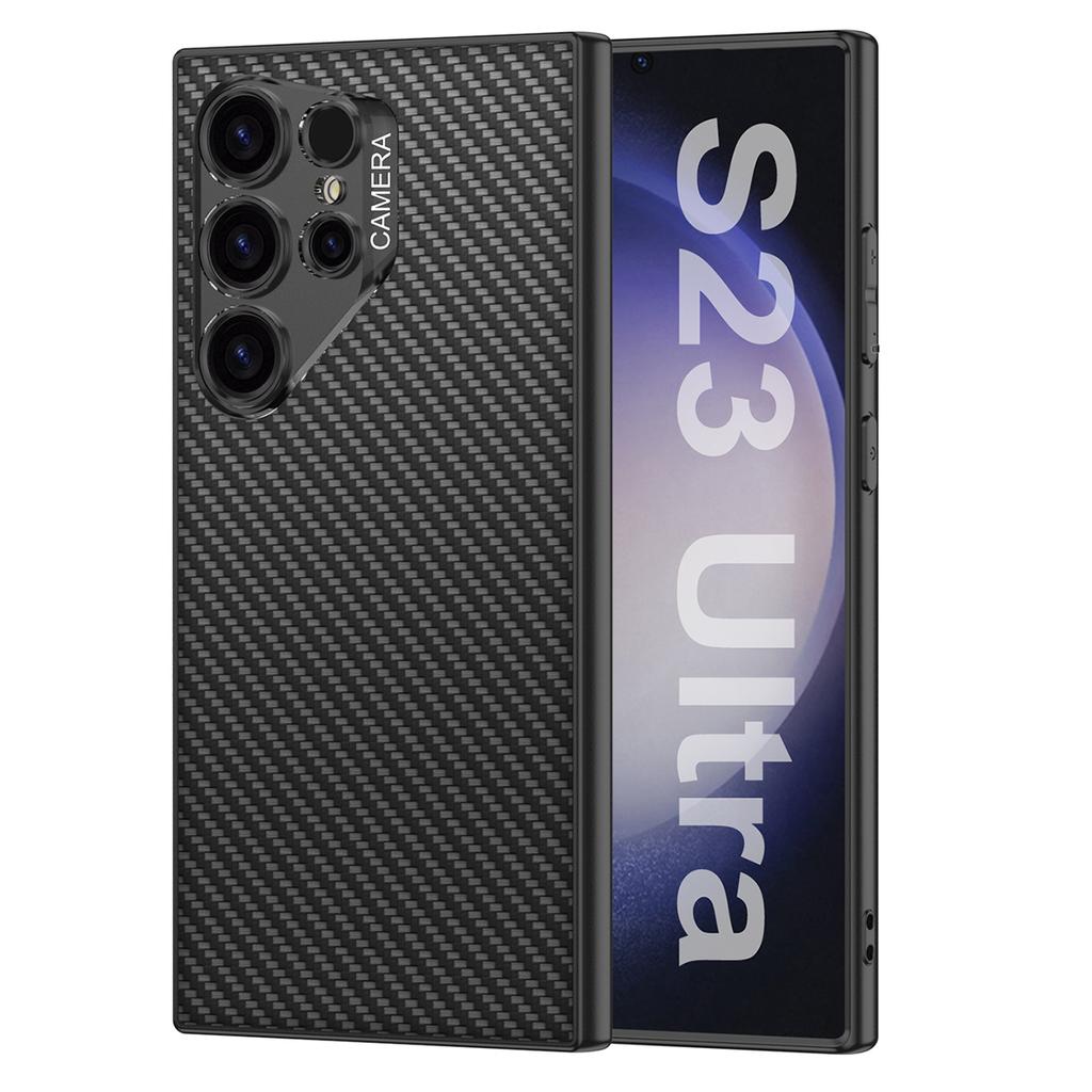 For Samsung Galaxy S23 Ultra Case PU+TPU+PC Protective Phone Cover with Clear Lens Hole