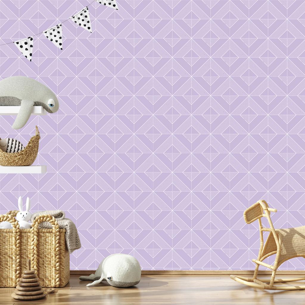 Geometric Diamonds Wallpaper Lavender and Light Gray 50x1000