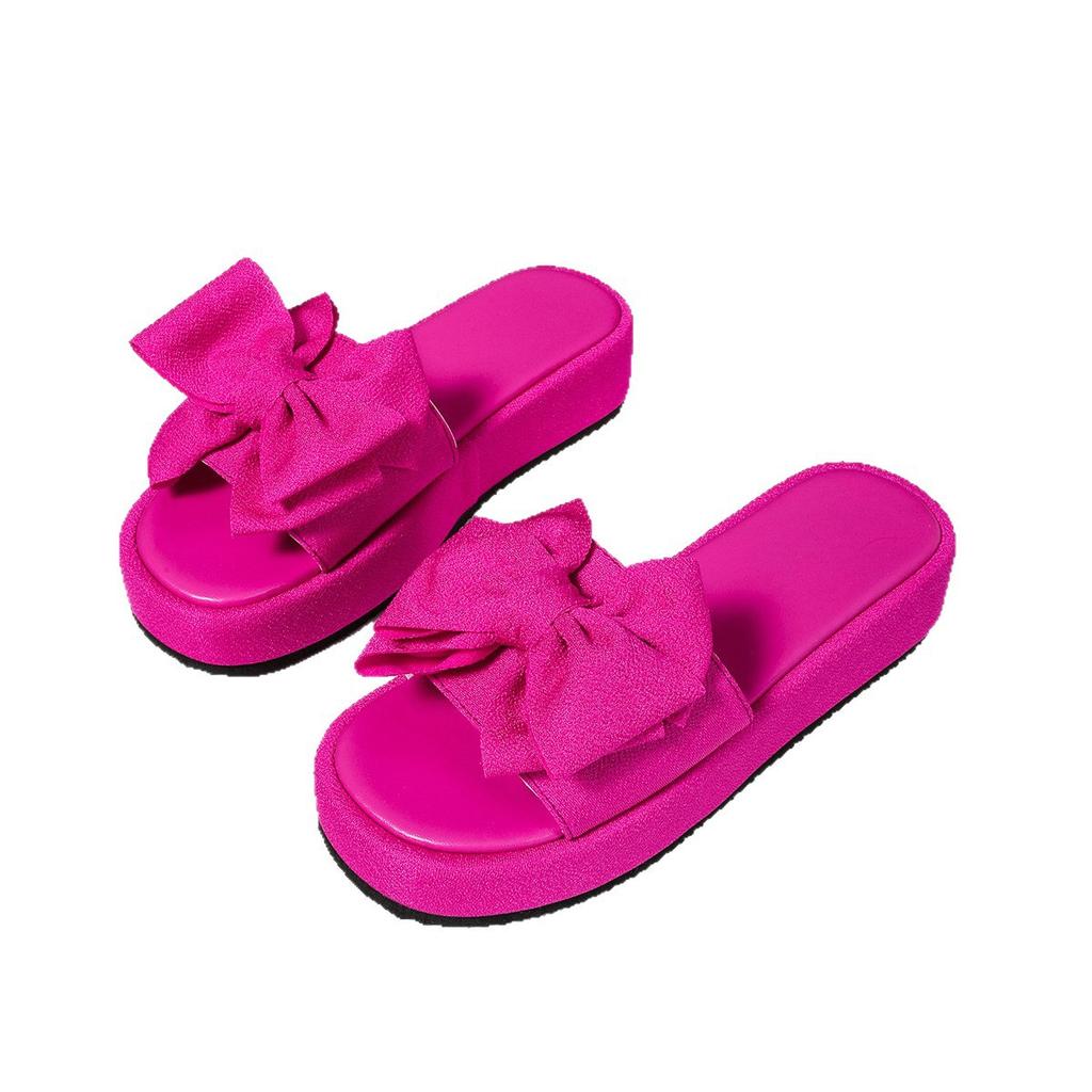 Dámské pantofle Mašle Klínové Platformové Sandály Plážové Ležérní Pantofle Lehké Módní Venkovní Ploché Dámské Boty Domácí Nazouváky Dámské