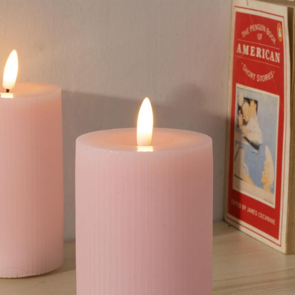 LED Candle Light with Remote Control 15cm Set of 2 Battery Operated Candles with Timer Wedding Christmas Atmospheric Candle Light - Function, Pink,