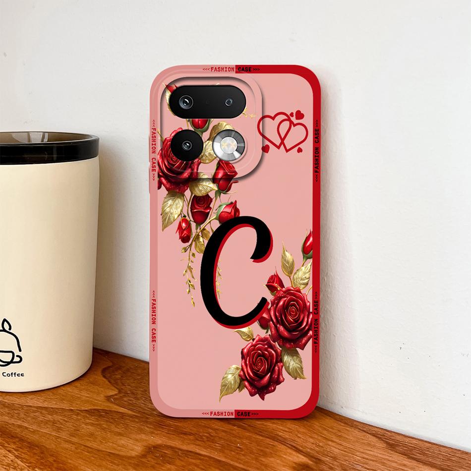 Phone Case For Realme 16 Pro Plus 5G Pretty Rose Letter Lightweight Funda For Realme 16Pro+ Anti Drop Soft Liquid Silicone Shell