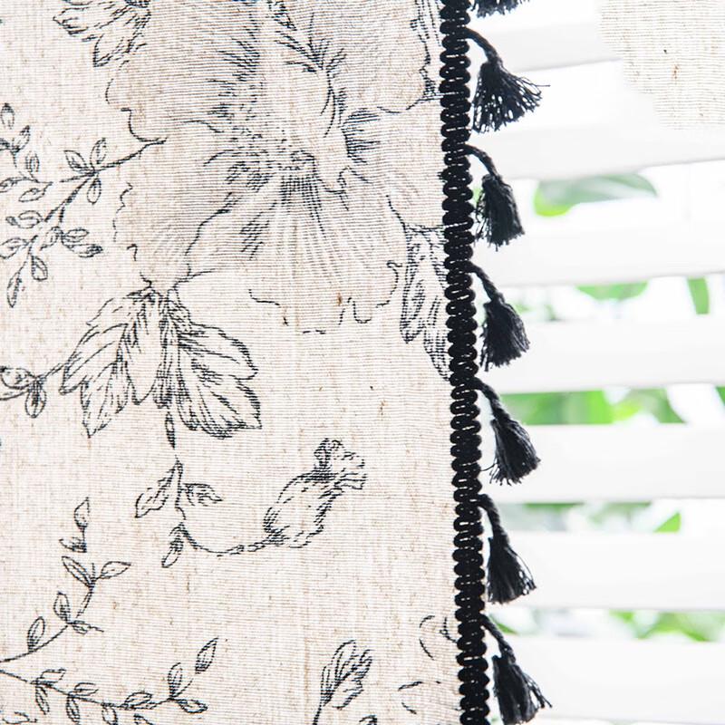 Pastoral Print Self-Adhesive Rod Pocket Curtain