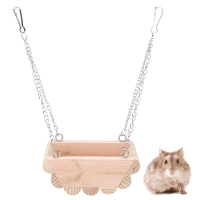Altalena in legno per piccoli animali domestici, con catena, per criceti, da appendere alla parte superiore della gabbia.