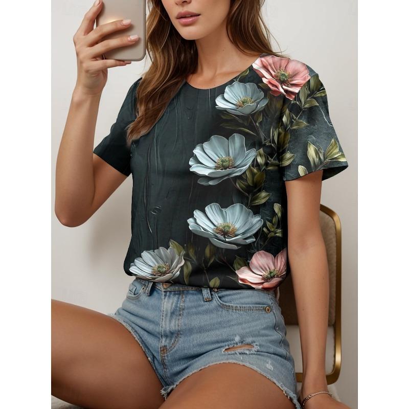 

Летняя женская футболка Винтажная мода Классический топ с коротким рукавом и круглым вырезом Одежда Множество стилей и размеров на выбор 6XL