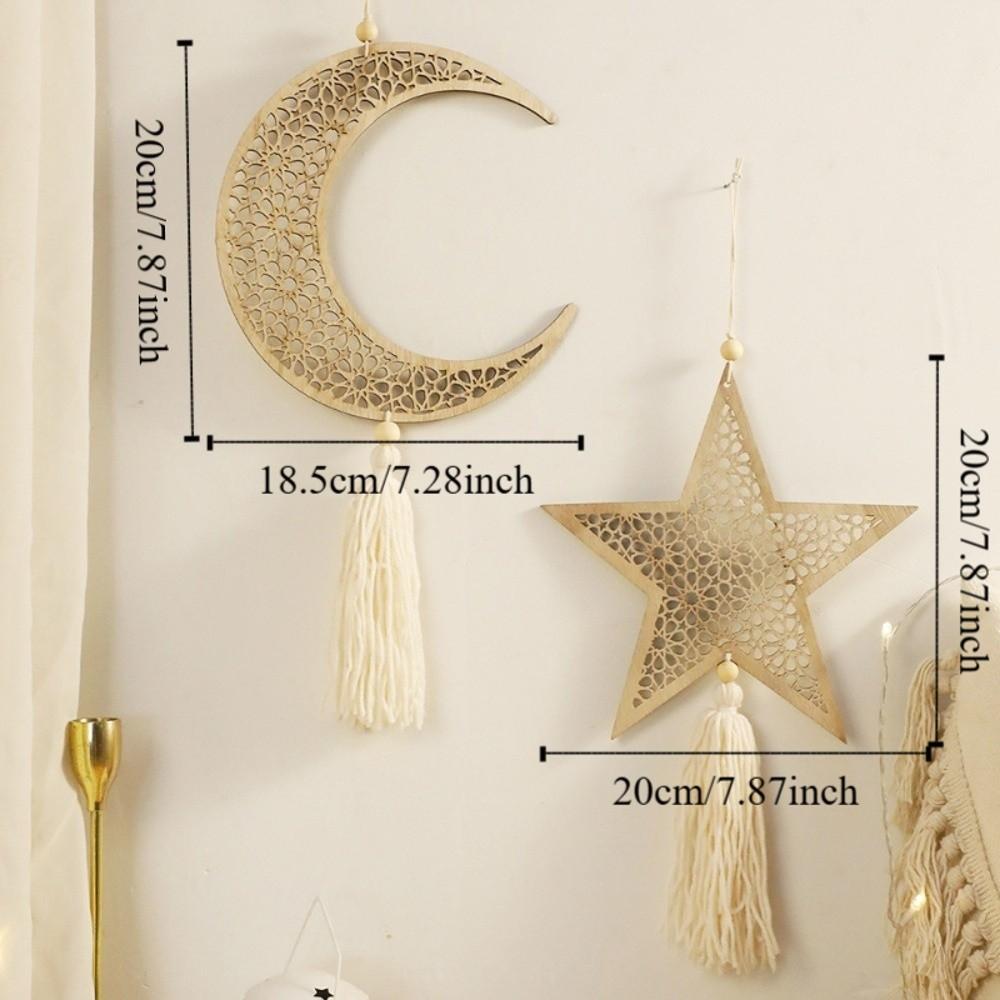 Traditional Ramadan Hanging Ornaments Hollowed-out Wooden Handicraft Pendant  Living Room