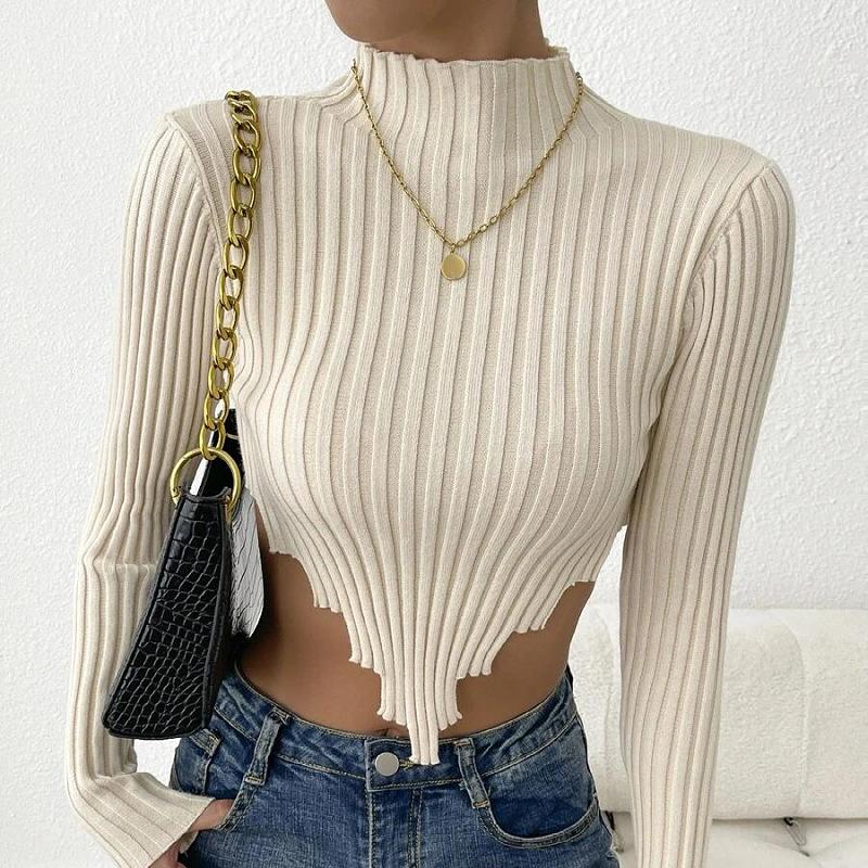 2025 New Style Women's Knitwear: Sexy Long Sleeve Short Sweater