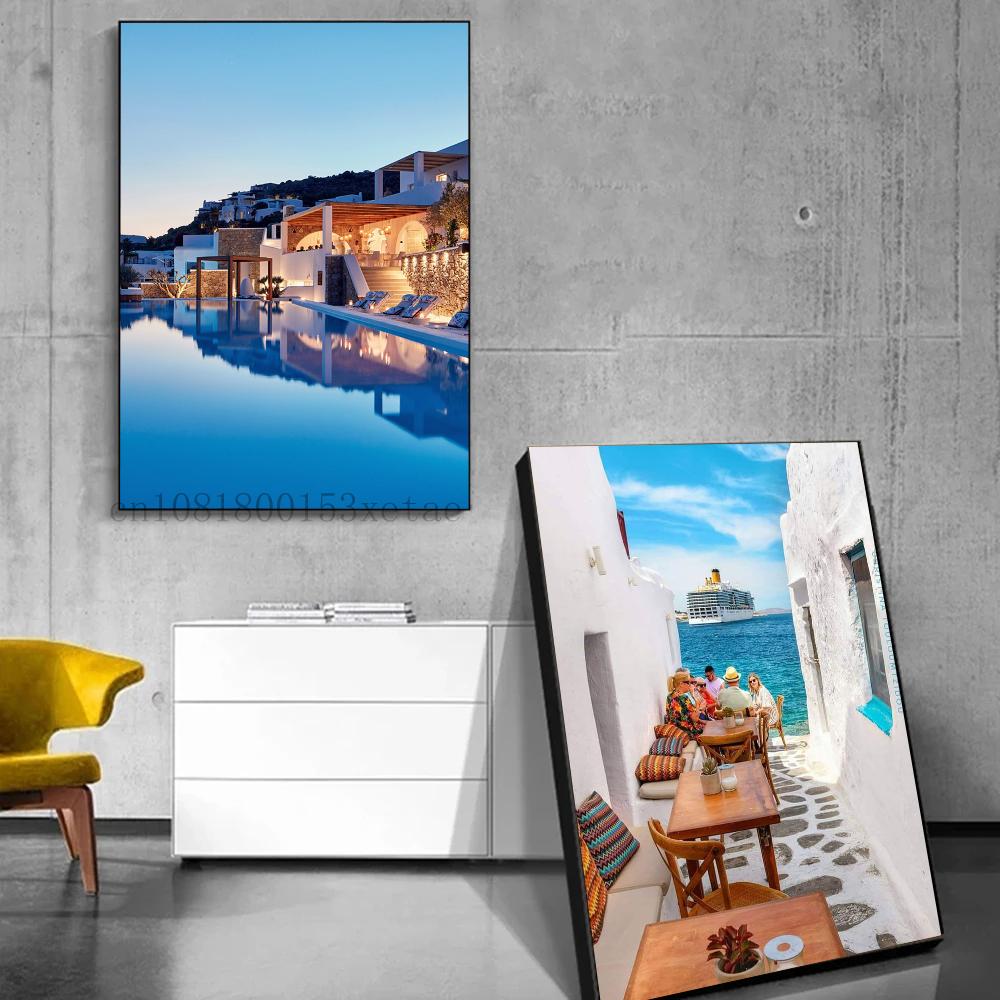 1pc Ibiza M-Mykonos T-Tulum Tuscany Athens Madrid Movie Sticky Self-adhesive Art Poster Waterproof Paper Sticker Wall Decor