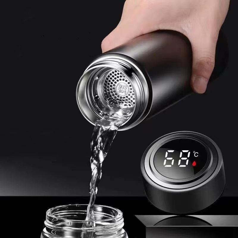 500ml Tea Infuser Thermoses Water Bottle Portable Travel Mug with Smart LCD Touch Screen Keep Hot Or Cold Coffeeware