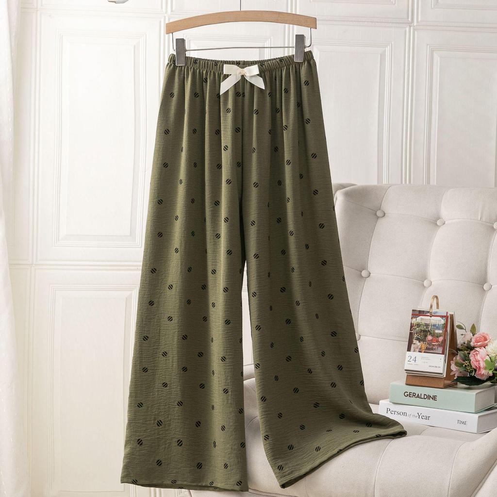 Ice Silk Linen High Waist Cartoon Print Pajama Pants for Women, Casual, Summer Style, Plus Size, Suitable for Indoor and Outdoor Wear