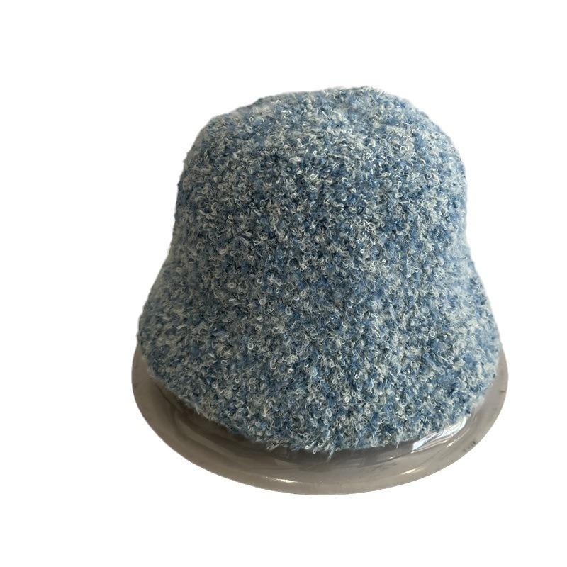 Fashion new personalized mixed color circle yarn dome basin hat women's winter sweet warm short brim fisherman hat