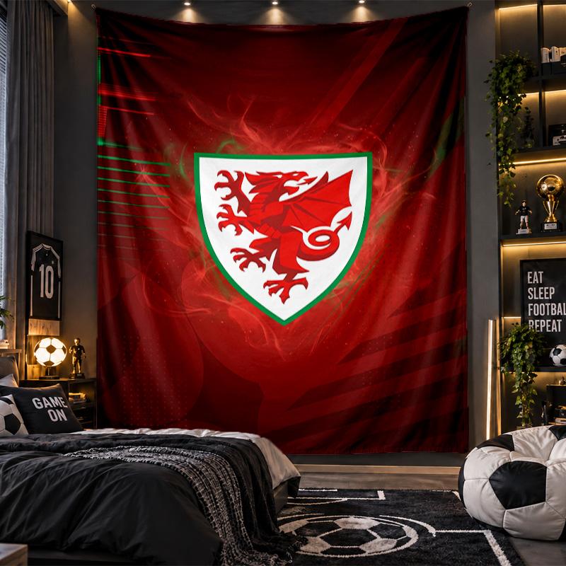 Wall Hanging Tapestry Wales Rugby Print Cloth for Living Room Bedroom Home Decor