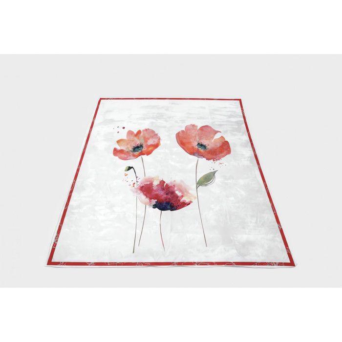 SOLEIL D'OCRE POPPY Sherpa Blanket 130x150 Cm - White and Red