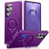 For Samsung Galaxy S25 Ultra With 360° Spin Stand,Military Grade Protection,Fit for Magsafe,Shockproof Case With Kickstand-Purple