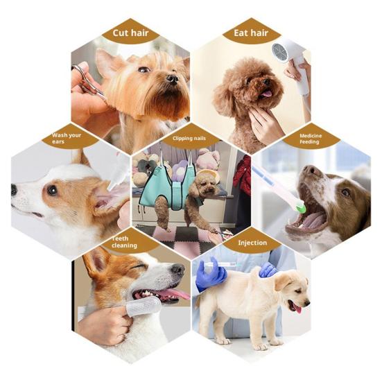 Pet Grooming Hammock Breathable Mesh Dog Grooming Sling Cat Restraint Hammock with Security Strap for Small Medium Dogs Cats Nail