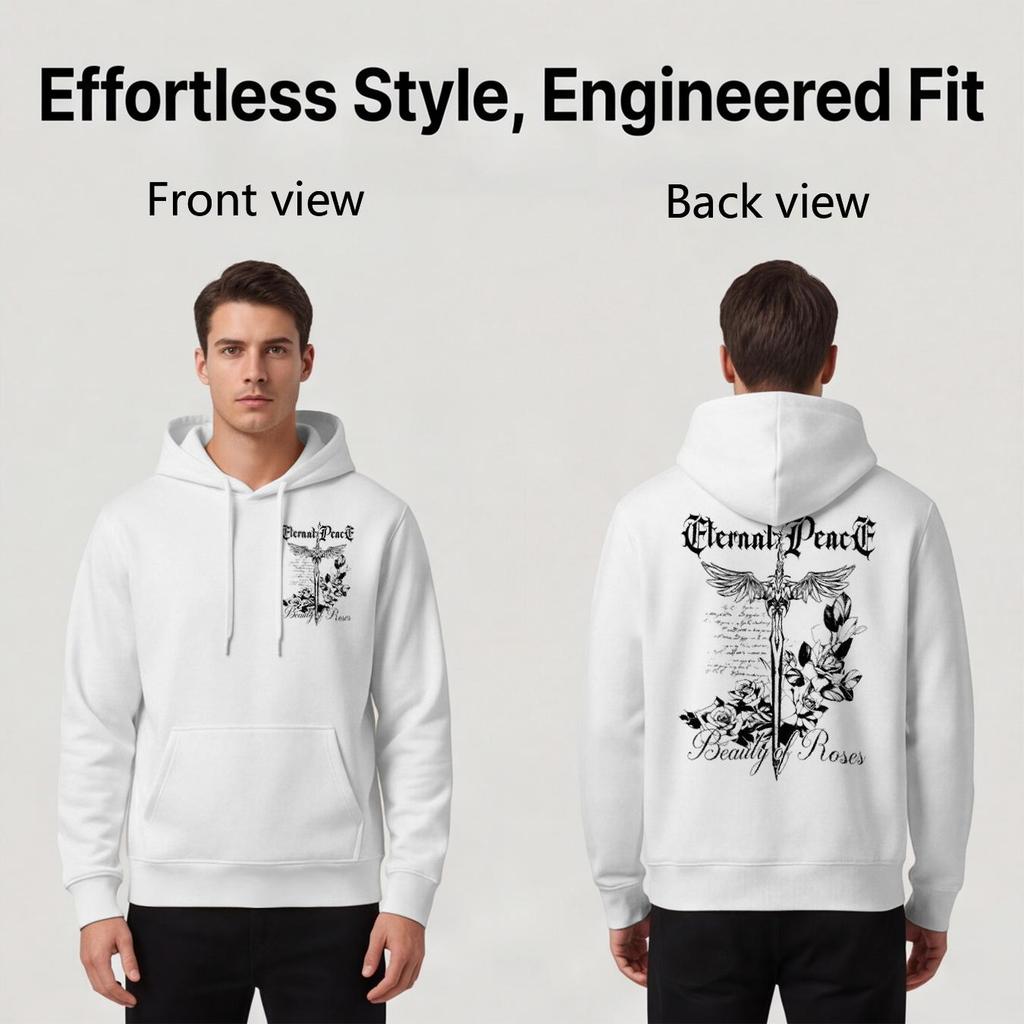 Men's 2D Graphic Hoodie, Breathable Soft Minimalist Design, Comfortable Versatile Casual Daily Wear, Fashion Pullover for Everyday Outfits