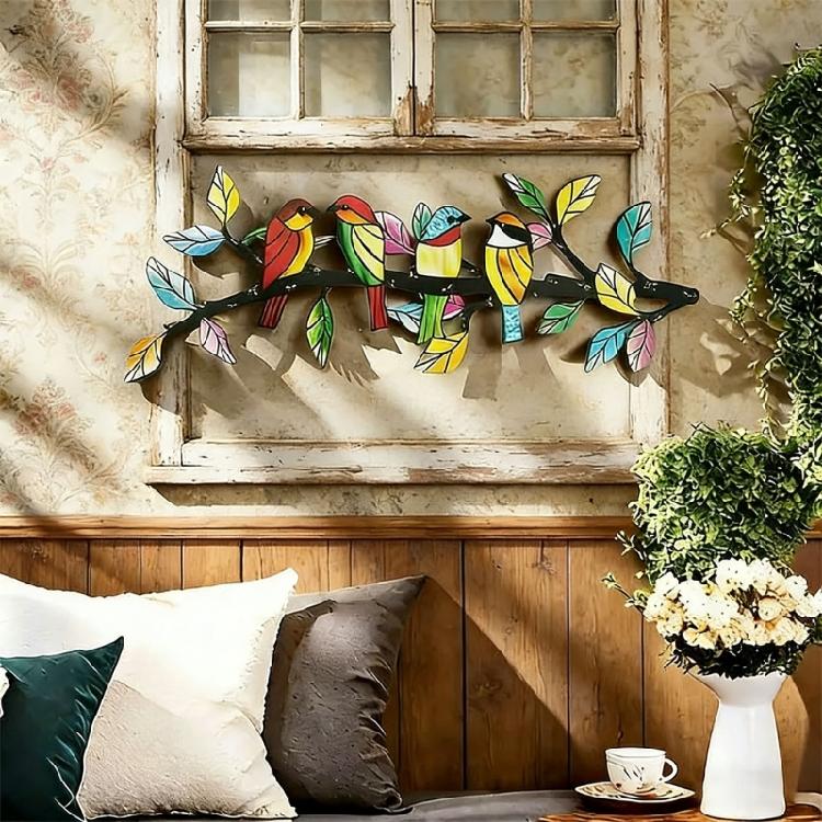 Rural Hummingbird Shape Bird Plaque Ornament For Long Time Durability Outdoor Display Metal Wall Art
