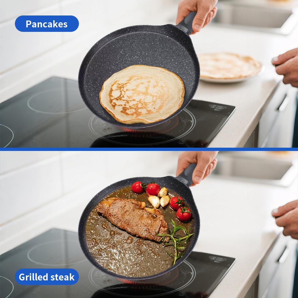 Professionelle Pfannkuchenpfanne 28cm, Große Antihaft-Pfanne für Familienfrühstück, Omelett-Crêpe-Maker, Induktionsfähig