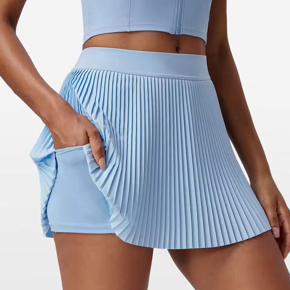 Organ Pleated Tennis Skirt for Women Fake Two-piece Anti-exposed Sports Fitness Badminton Skirt Golf Skirt Summer Suit
