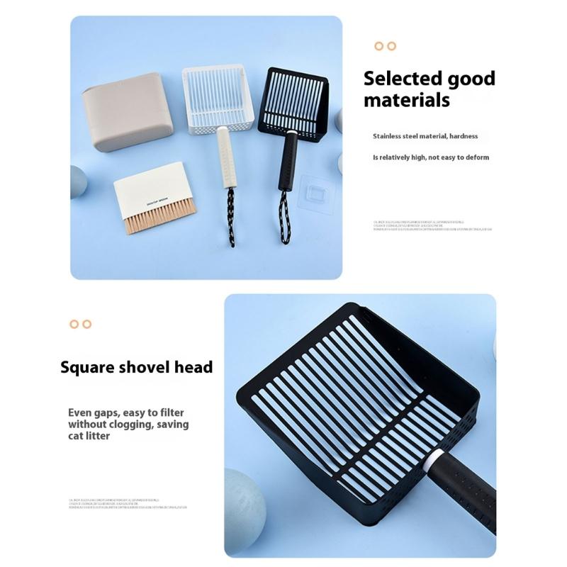 MultiPurpose Cats Litter Scoops Stainless Steel Handle for Household Cage Cleaning Litter Cleaning Tool