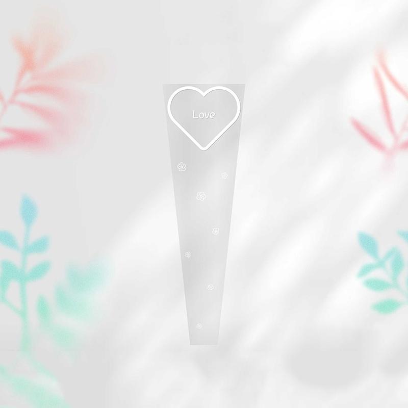 

50 шт. Любовь Прозрачные пакеты для упаковки роз Пластиковый пакет для букета цветов Упаковочная бумага для букета Один прямой пакет Упаковка для цветов белый