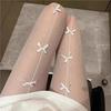 Lolita Girls Bowknot Hollow Out Pantyhose for Women Sexy Thin Sweet Lace Tights Anime Socks Black White Fishnet Silk Stockings