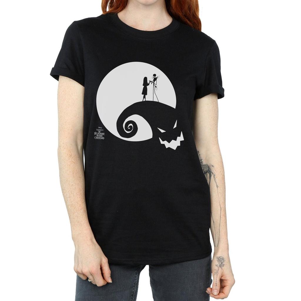 Disney Womens/Ladies Nightmare Before Christmas Moon Oogie Boogie Cotton Boyfriend T-Shirt