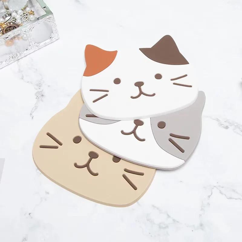 1pcs Cat Silicone Cup Coaster Mat, Waterproof & Heat Anti-slip and Anti-burn PVC Resistant Table Placemats