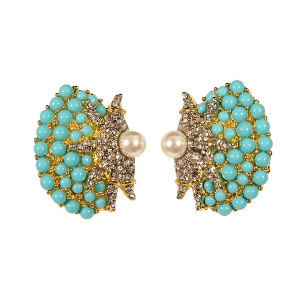 Retro Return Seestern Glasperle Jelly Harz Ohrringe Galvanisiertes Echtgold Personalisiertes Design Leichter Luxus Temperament Ohrringe