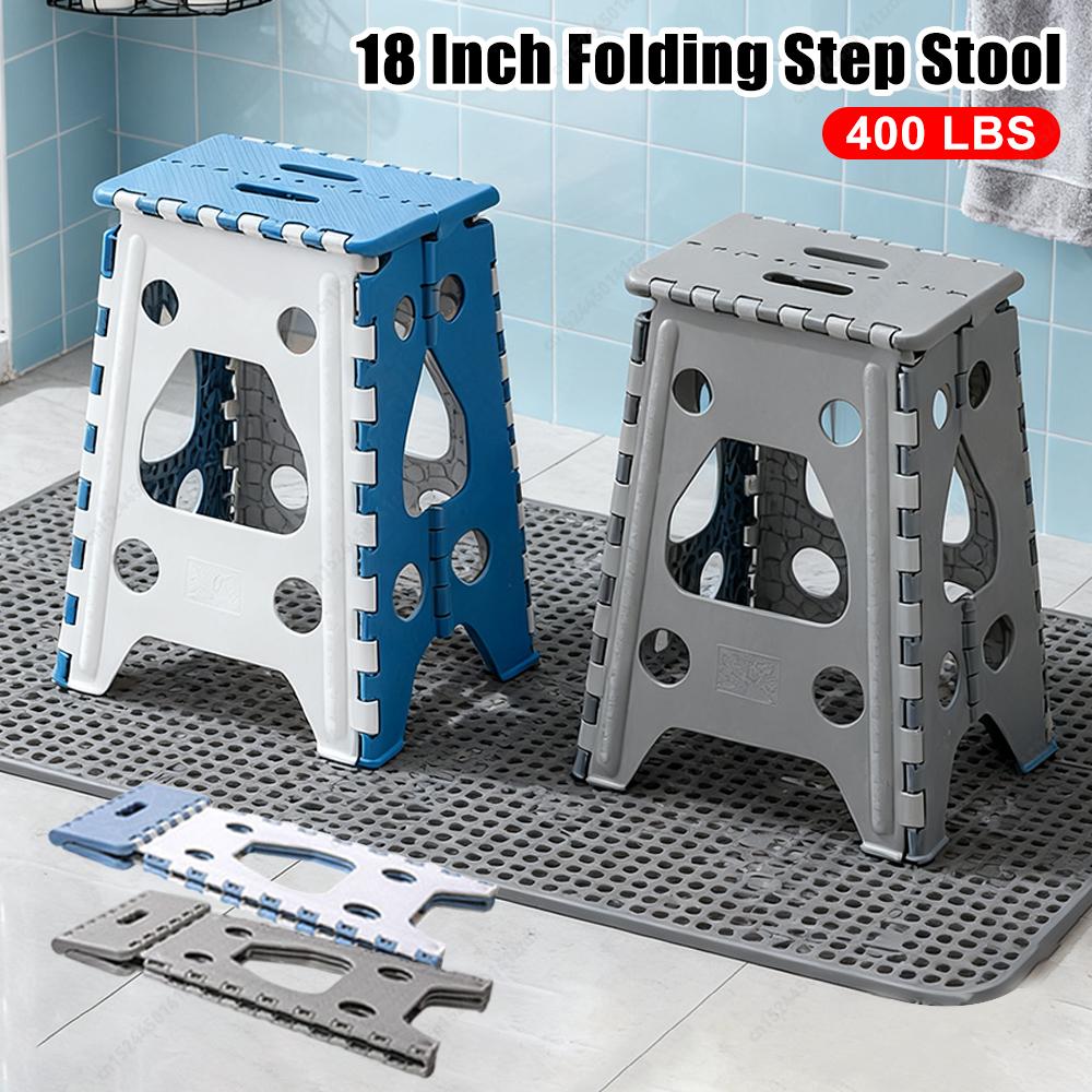 18 Inch Outdoor Picnic Camping Folding Chair Portable Travel Seat Heavy Duty Stepping Stool Household Foot Pedal for Kitchen Dor