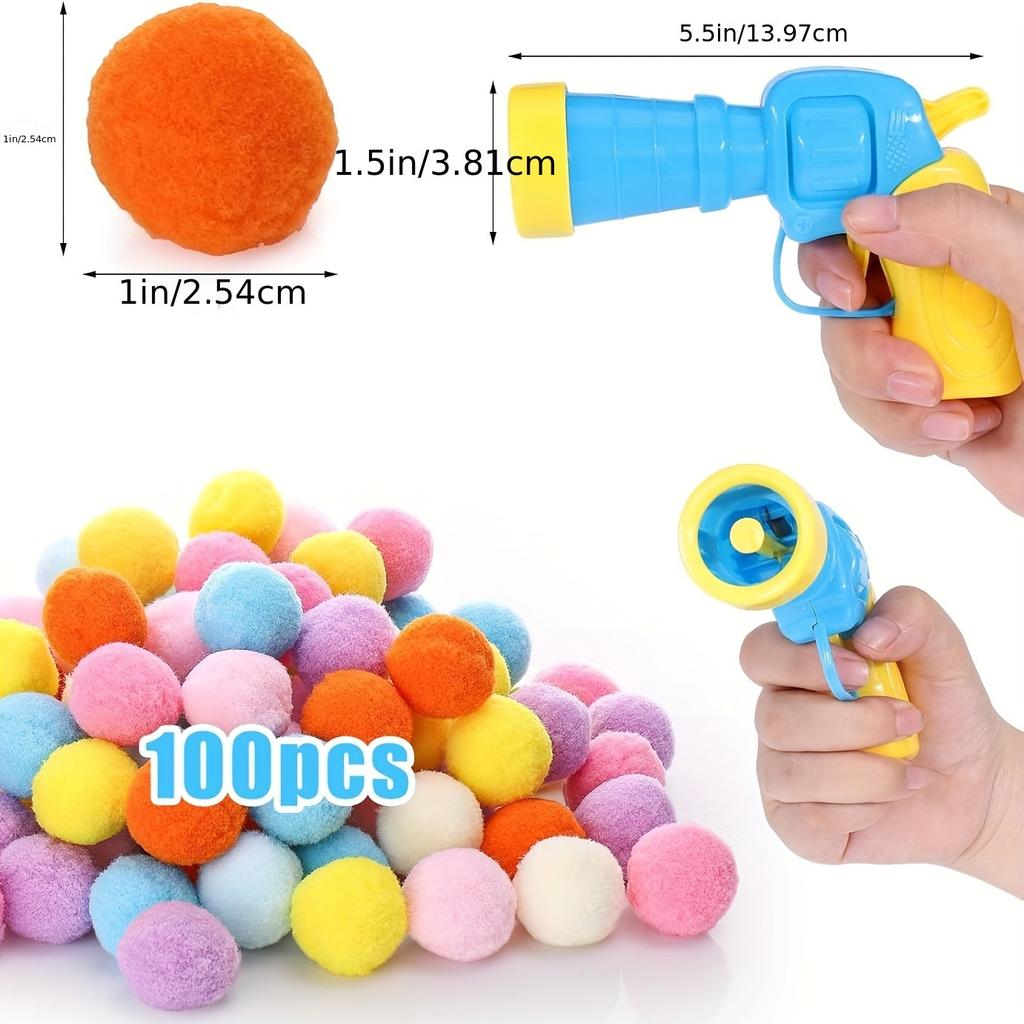 Cat Toy Plush Ball Launching Gun Silent Ball Self-entertainment Toy Ball High Elastic Polyester Plush Ball