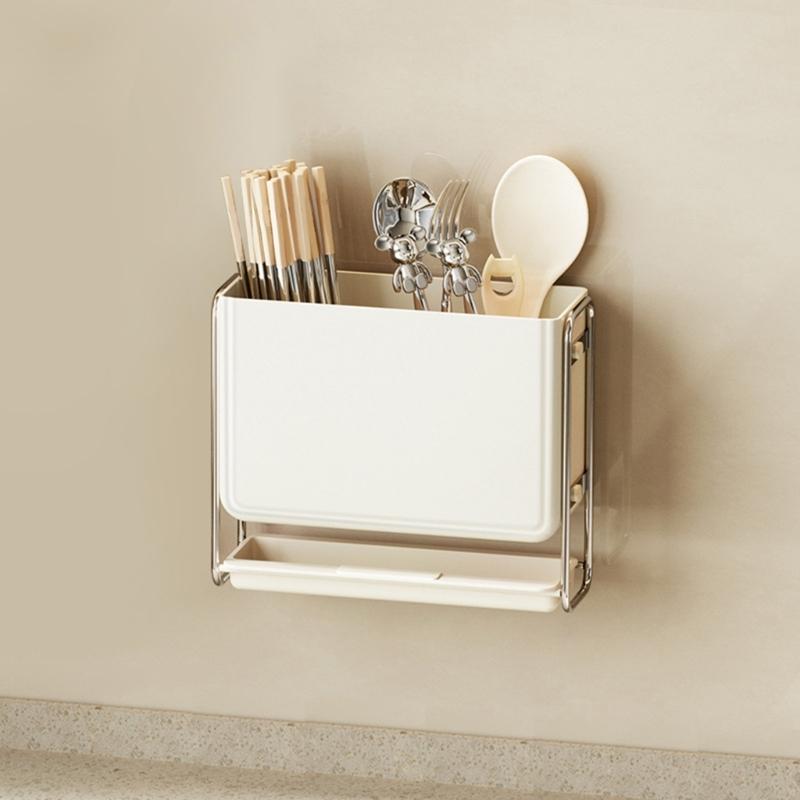 Wall Mounted Chopstick Organizers Rack Kitchen Utensil Drain Storage Rack Sink Utensils Container Countertop Storage Rack